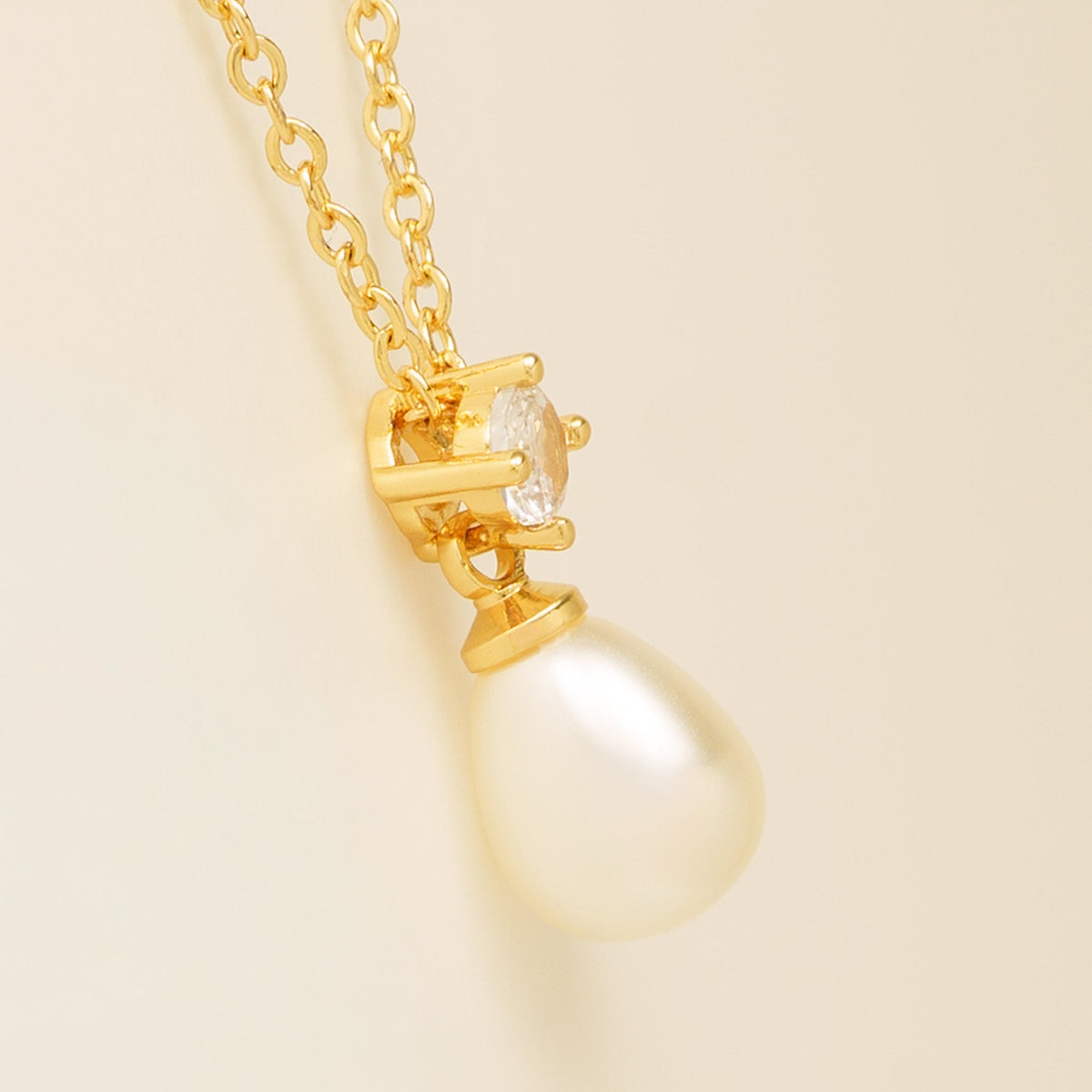 Eclipse Pearl and Crystal Bridal Necklace / Gold