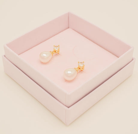 Eclipse Pearl and Crystal Bridal Earrings / Gold