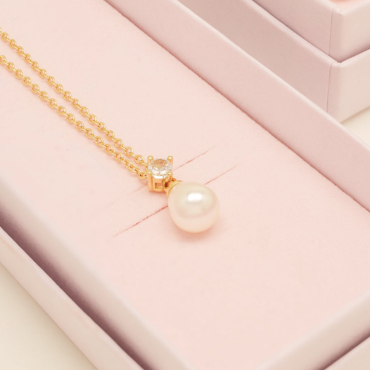 Eclipse Pearl and Crystal Bridal Necklace / Gold