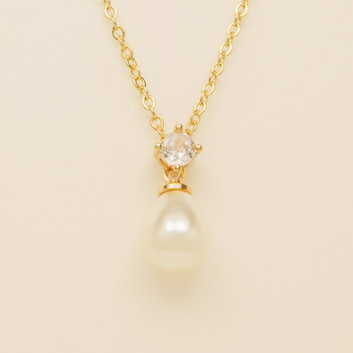 Eclipse Pearl and Crystal Bridal Necklace / Gold