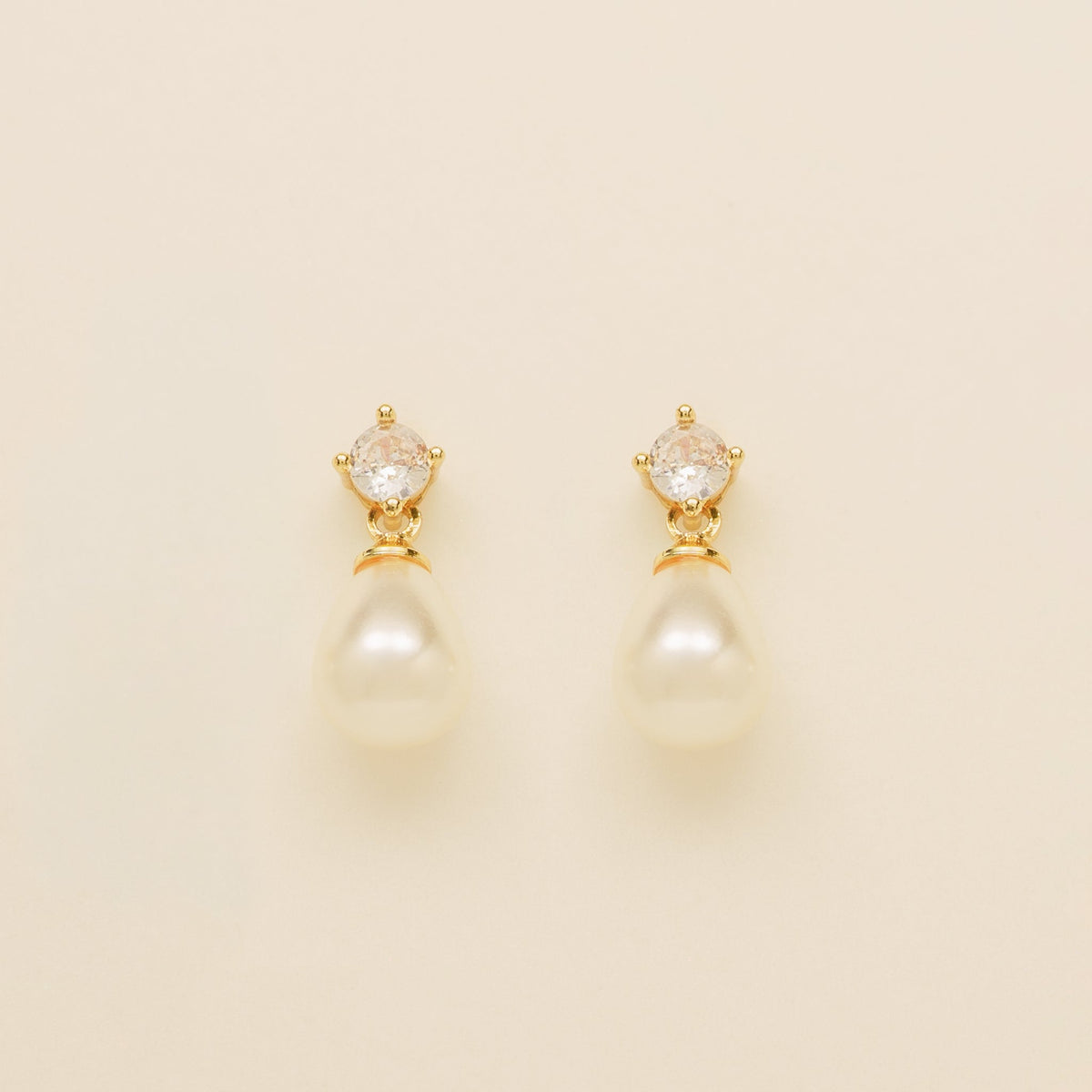Eclipse Pearl and Crystal Bridal Earrings / Gold