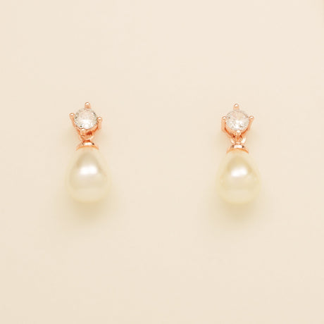 Eclipse Pearl and Crystal Bridal Wedding Jewellery Set / Rose Gold