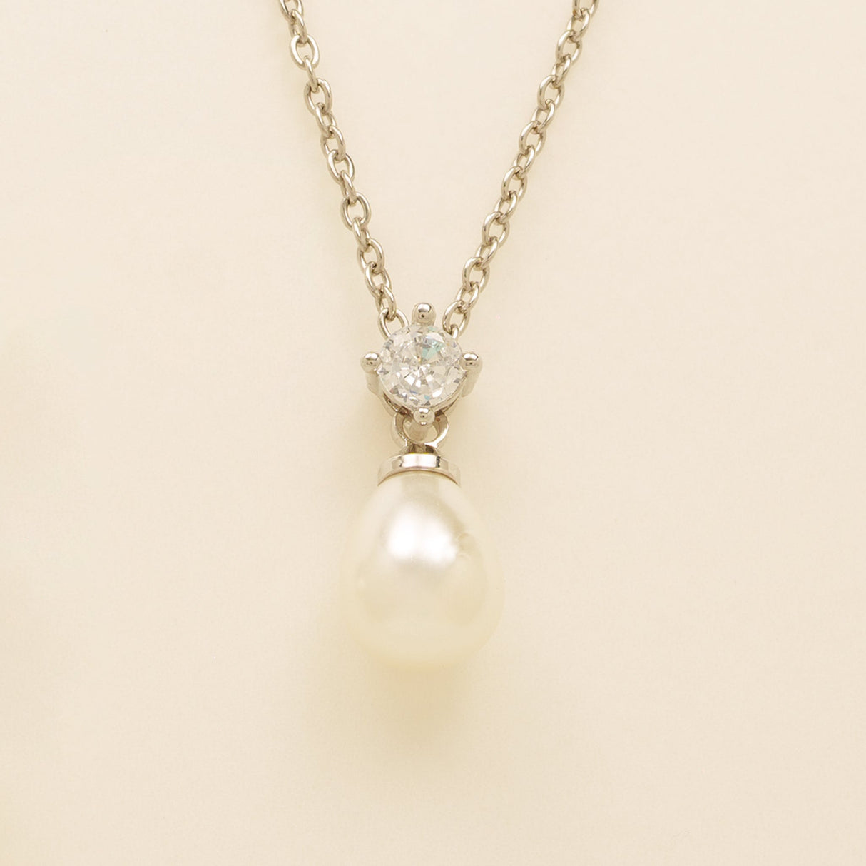 Eclipse Pearl and Crystal Bridal Wedding Jewellery Set in Silver photo 3