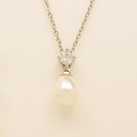 Eclipse Pearl and Crystal Bridal Wedding Jewellery Set in Silver photo 3