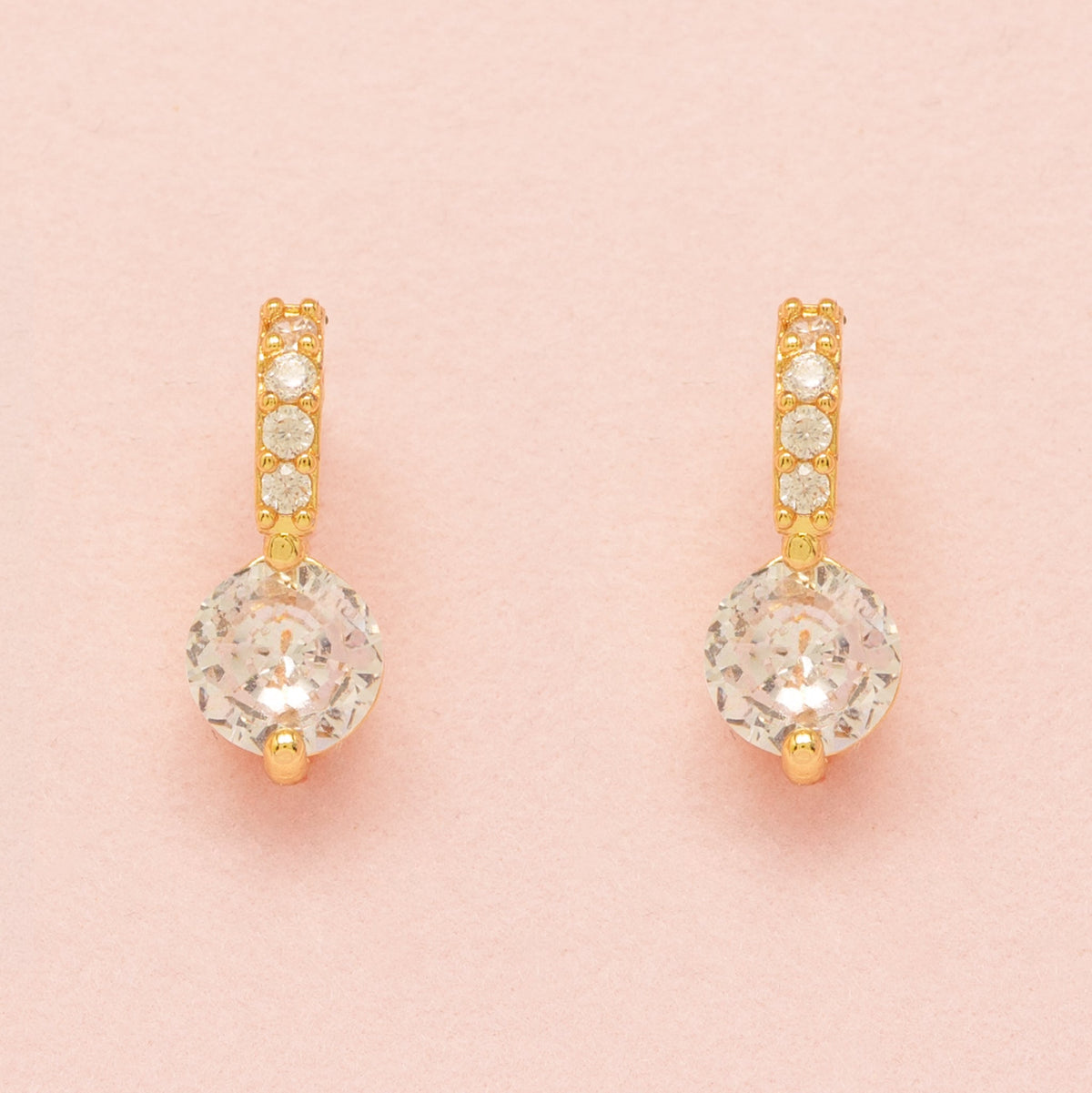 Pair of Elegant Wishes gold crystal drop wedding earrings