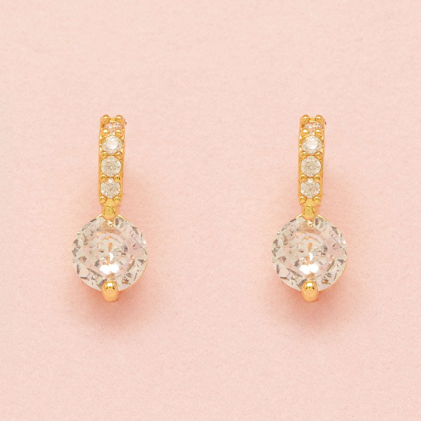 Pair of Elegant Wishes gold crystal drop wedding earrings