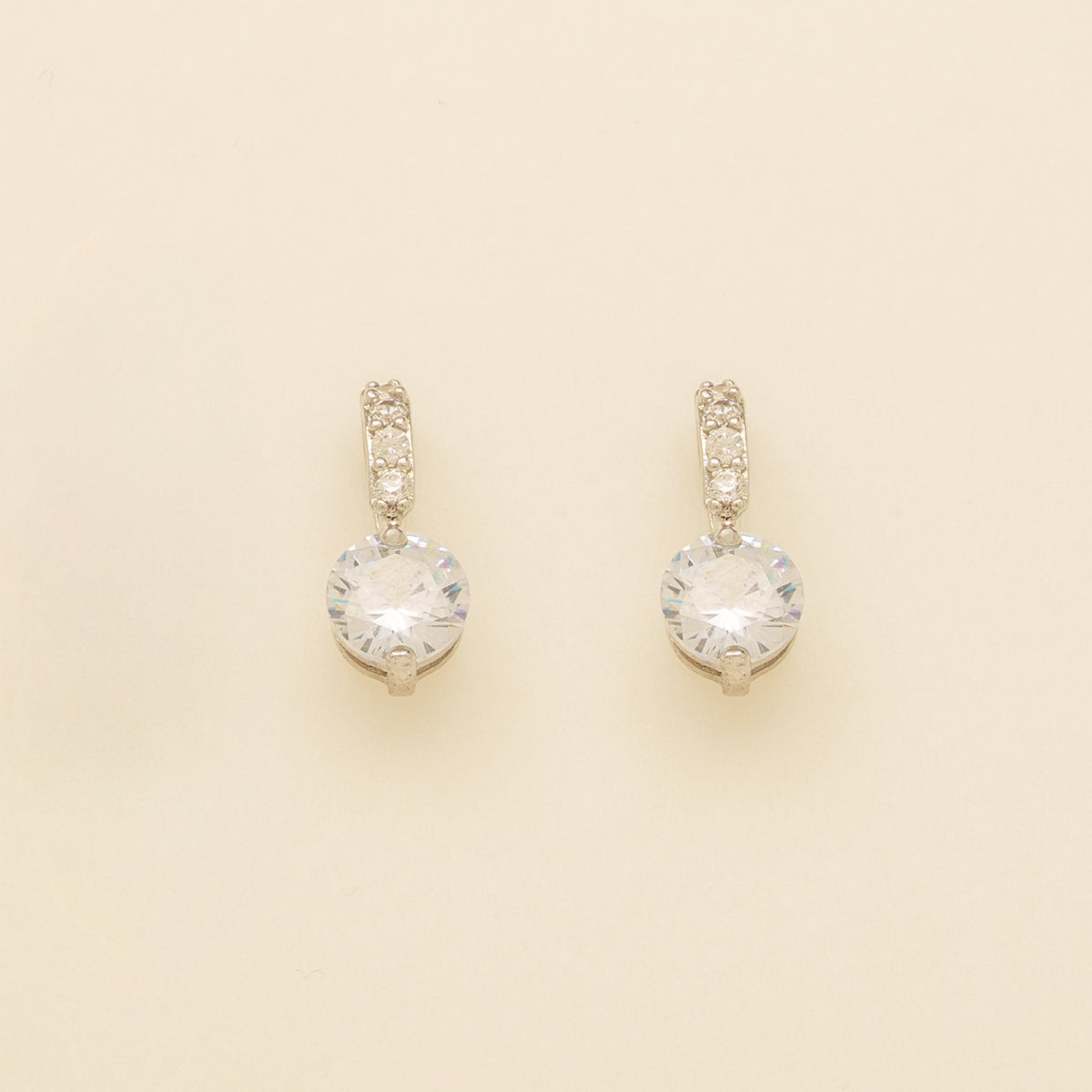 Pair of Elegant Wishes silver crystal drop wedding earrings