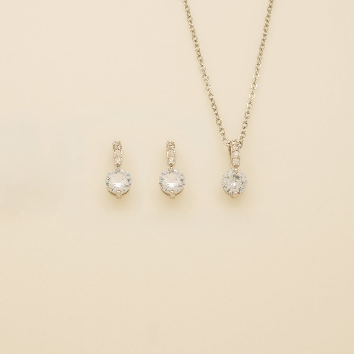 Elegant Wishes Crystal Wedding Jewellery Set / Silver
