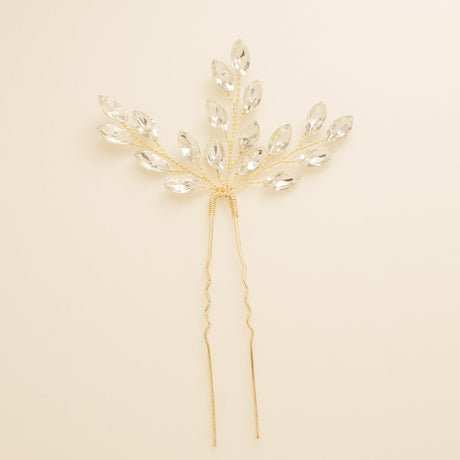 Elinor Crystal Spray Wedding Hair Pins in Gold photo 4