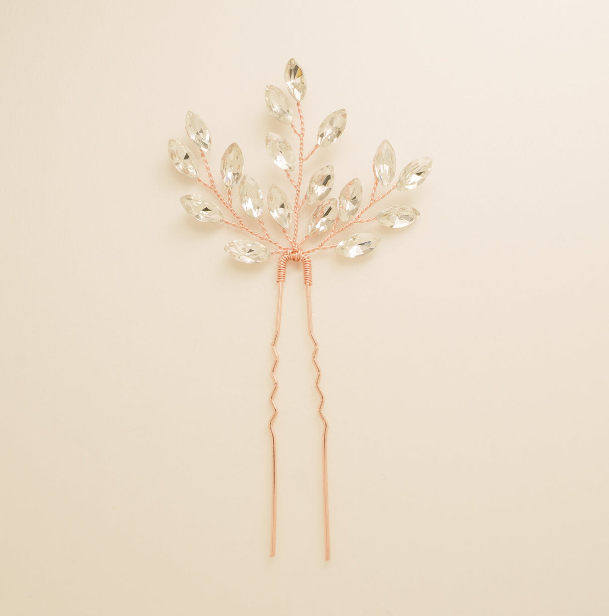 Elinor Crystal Spray Wedding Hair Pins in Rose Gold photo 2