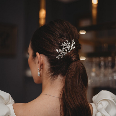 Elinor Crystal Spray Wedding Hair Pins in Silver