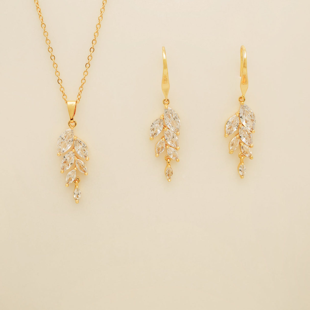 Fearne Crystal Wedding Jewellery Set / Gold