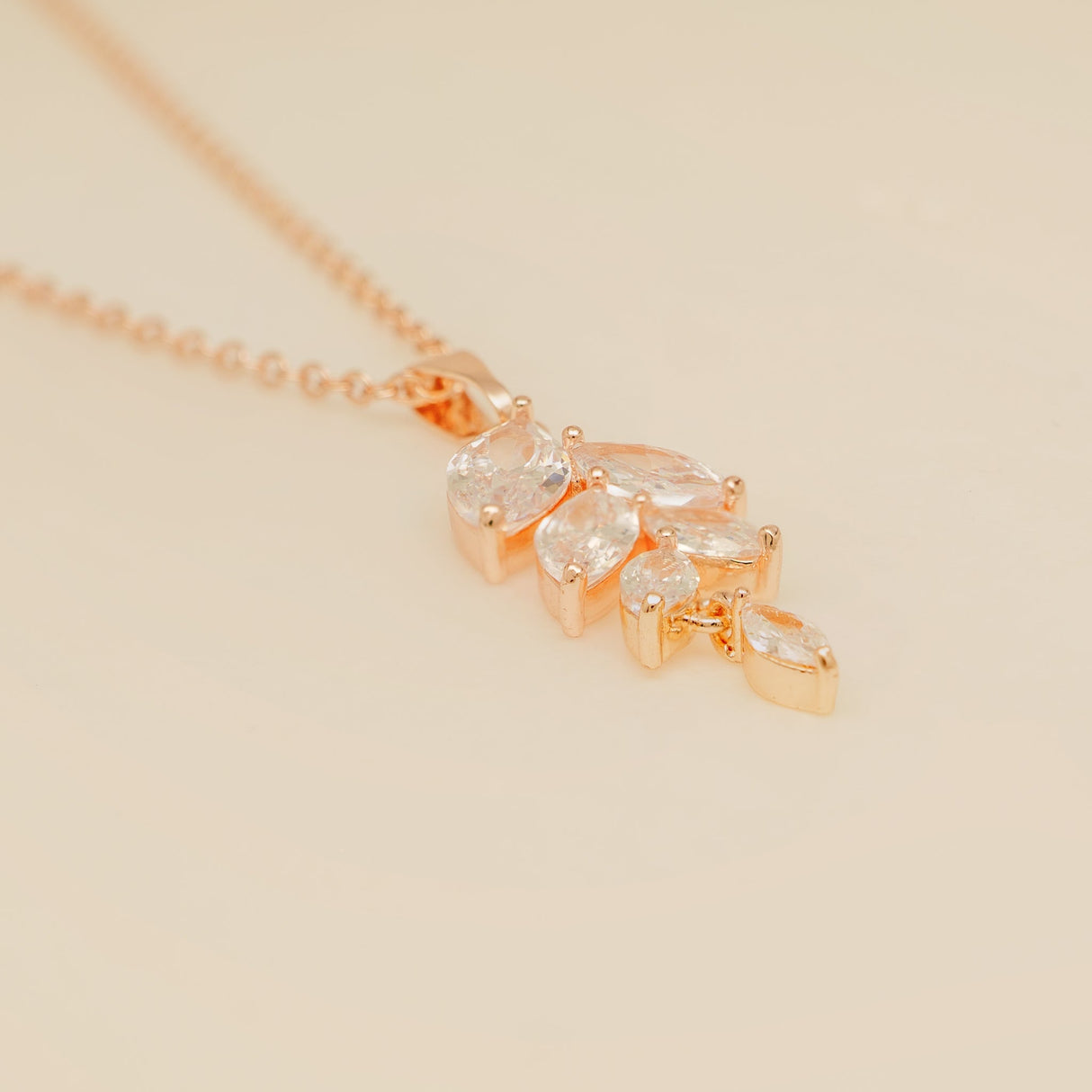 Fearne Crystal Wedding Necklace / Rose Gold