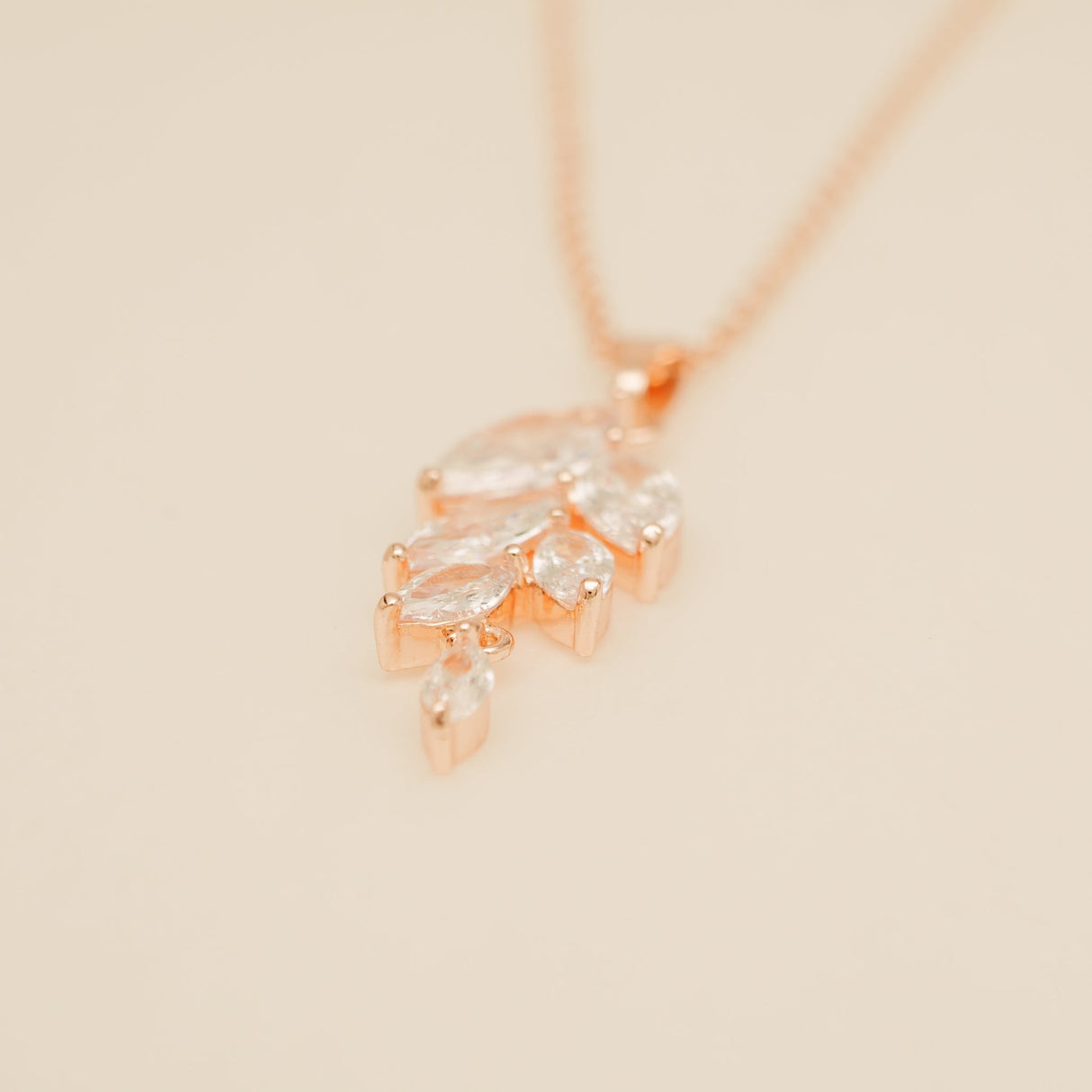 Fearne Crystal Wedding Necklace / Rose Gold