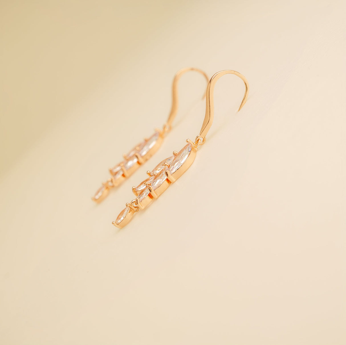 Fearne Crystal Wedding Earrings / Rose Gold