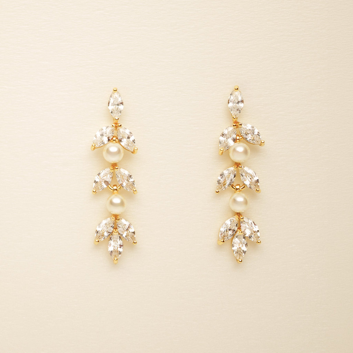 Fliss Pearl and Crystal Bridal Earrings / Gold