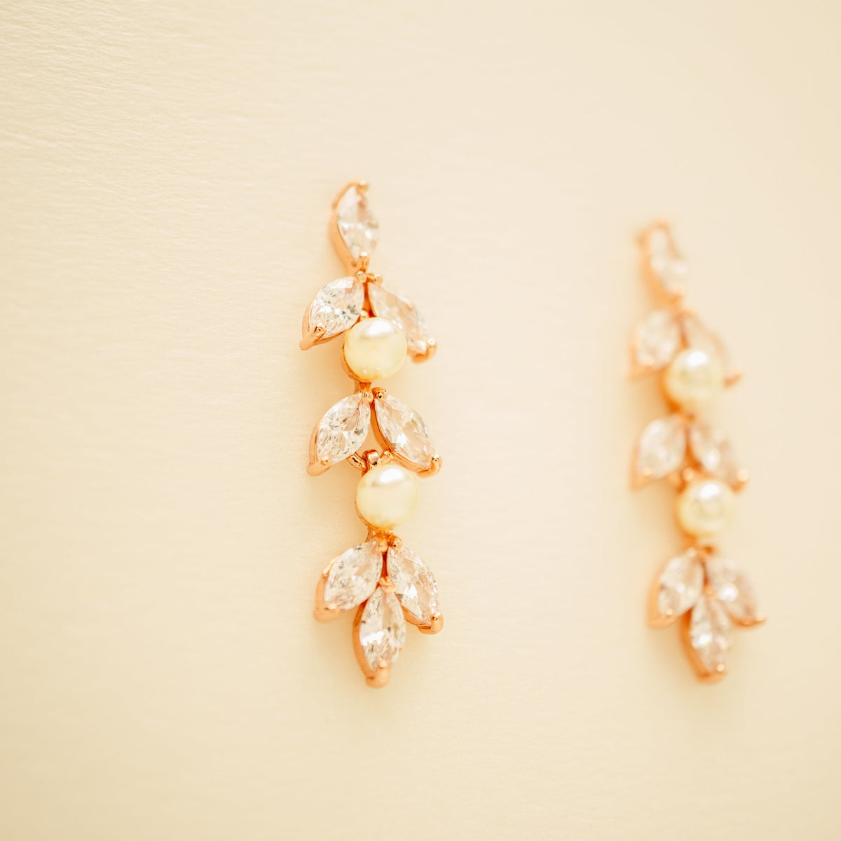 Fliss Pearl and Crystal Wedding Jewellery Set / Rose Gold