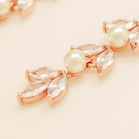 Fliss Pearl and Crystal Wedding Jewellery Set / Rose Gold