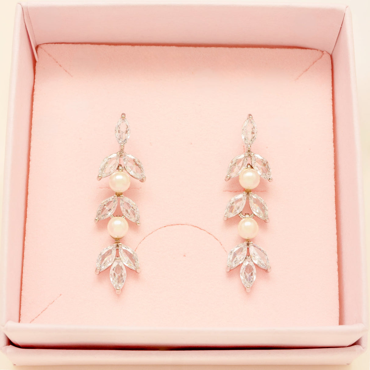 Fliss Pearl and Crystal Bridal Earrings / Silver