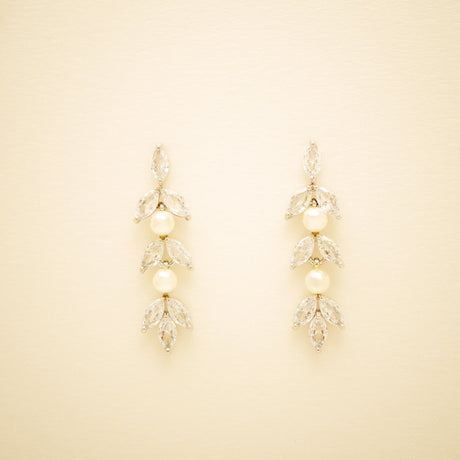 Fliss Pearl and Crystal Bridal Earrings / Silver