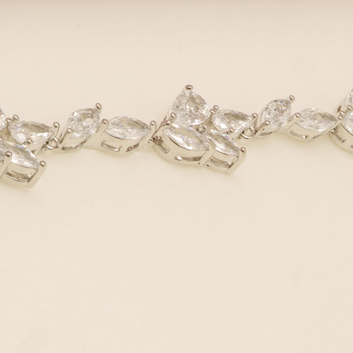 Ivy Crystal Leaf Wedding Bracelet / Silver