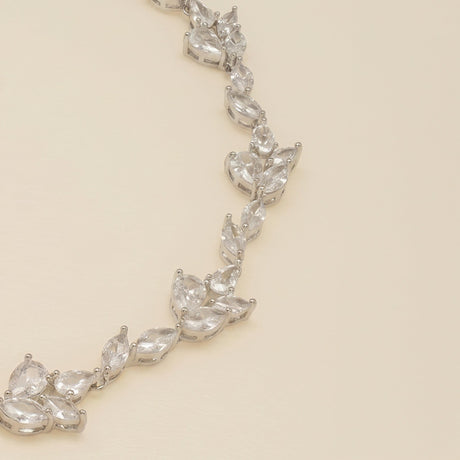Ivy Crystal Leaf Wedding Bracelet / Silver
