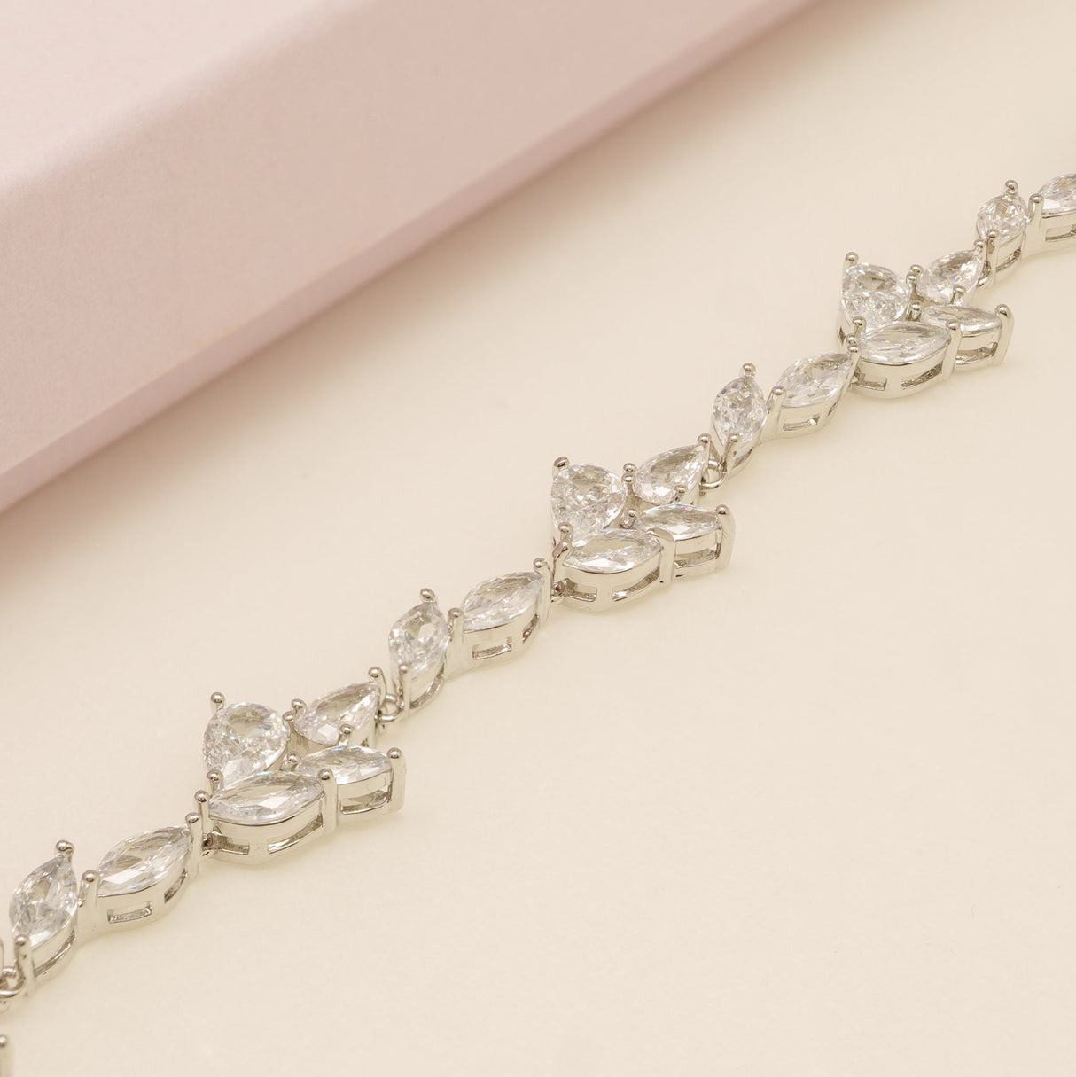 Ivy Crystal Leaf Wedding Bracelet / Silver