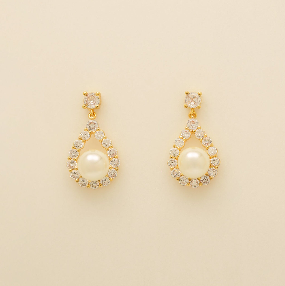 Jude Pearl and Crystal Wedding Earrings / Gold