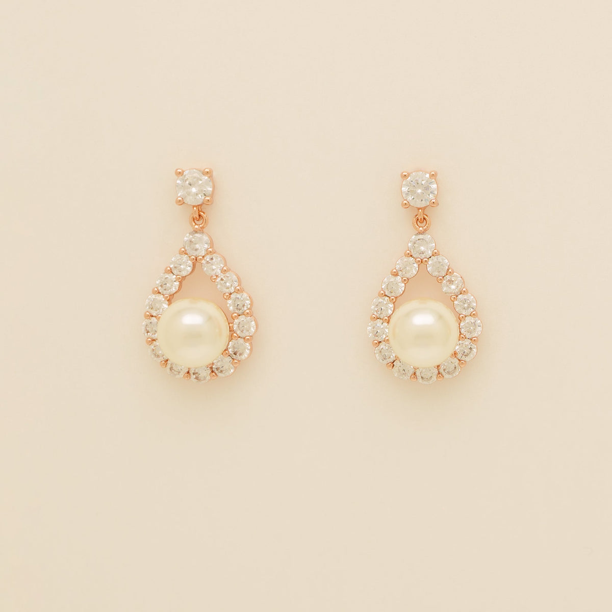 Jude Pearl and Crystal Wedding Jewellery Set / Rose Gold