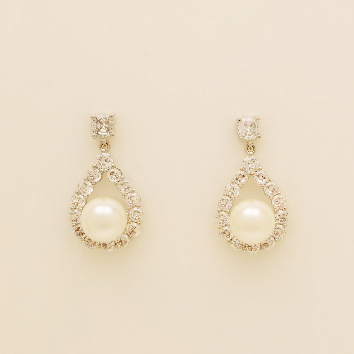 Jude Pearl and Crystal Wedding Jewellery Set / Silver