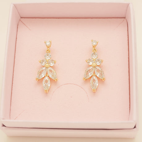 Lily Crystal Bridal Wedding Earrings in Gold photo 2