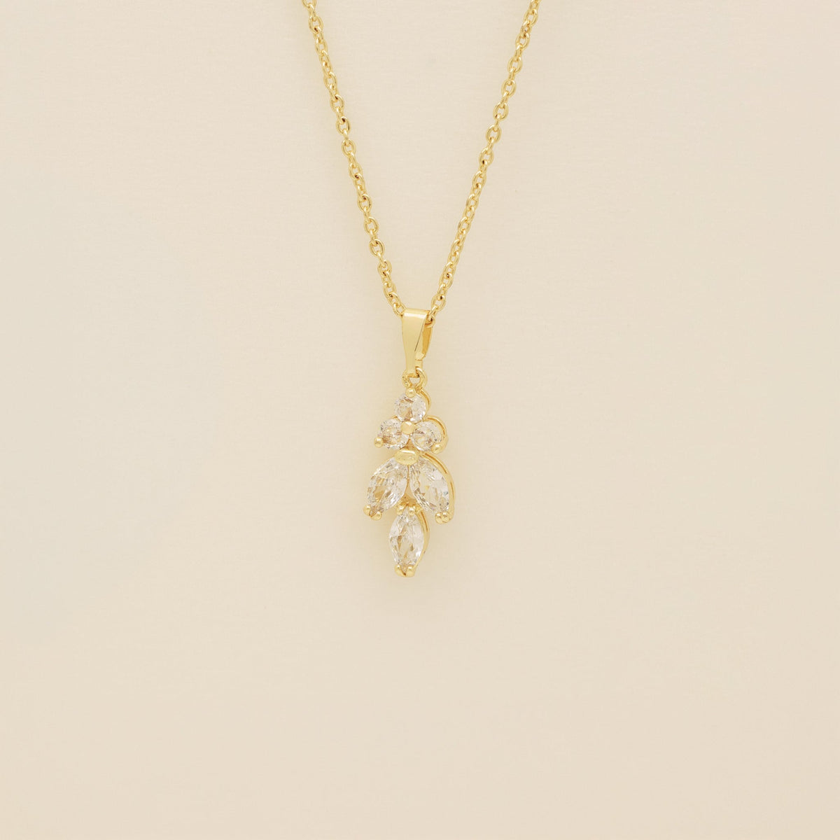 Lily Crystal Bridal Wedding Necklace in Gold photo 3