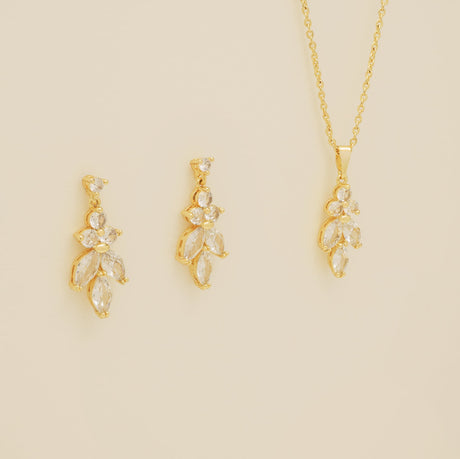 Lily Crystal Bridal Jewellery Set / Gold