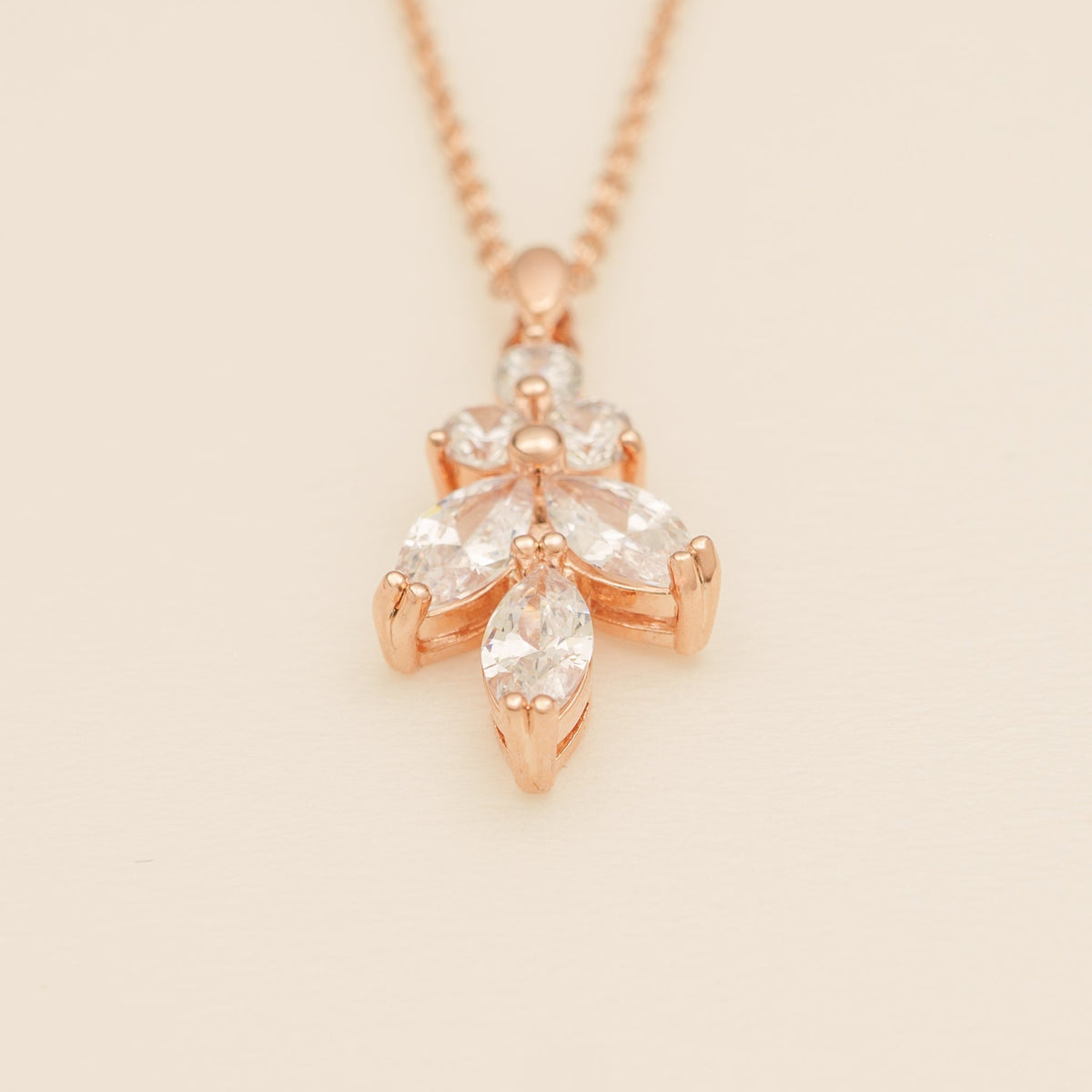 Lily Crystal Bridal Wedding Necklace in Rose Gold photo 4