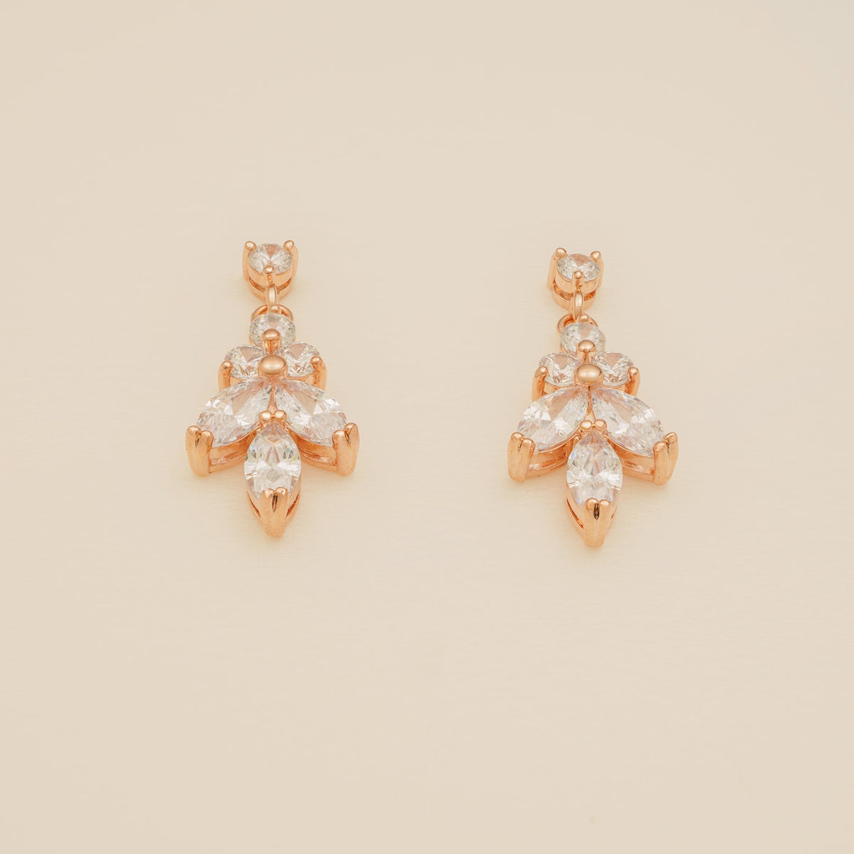 Lily Crystal Bridal Wedding Earrings in Rose Gold photo 5