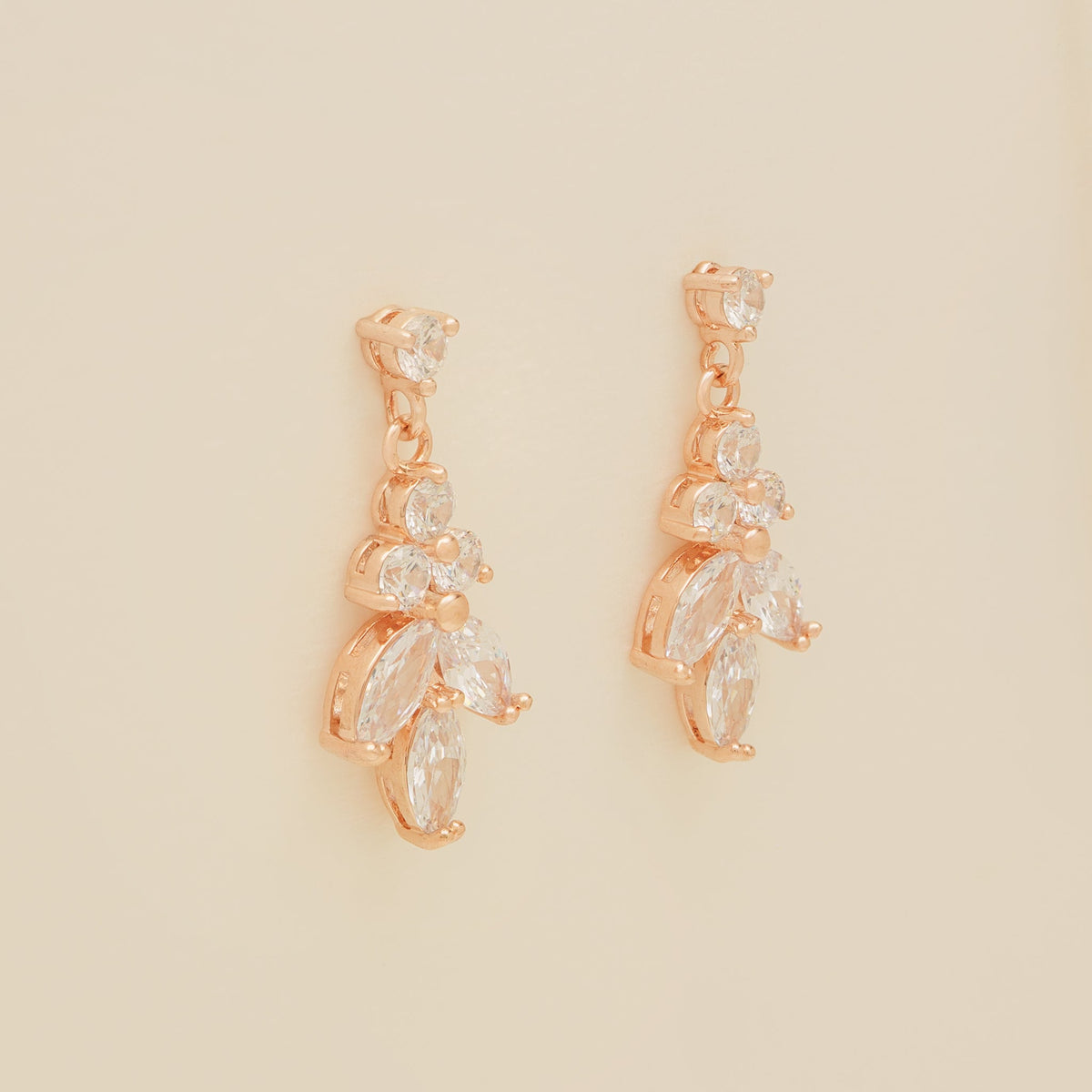 Lily Crystal Bridal Wedding Earrings in Rose Gold photo 3