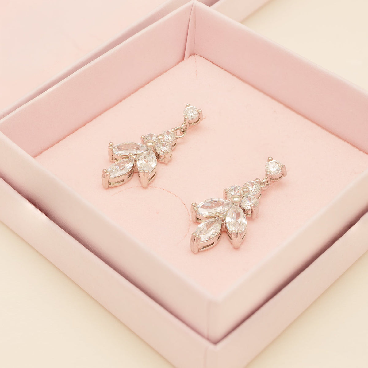 Lily Crystal Bridal Wedding Earrings in Silver photo 4