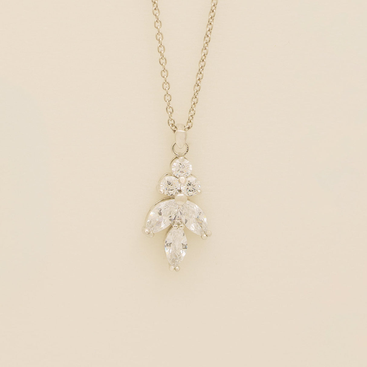 Lily Crystal Bridal Wedding Necklace in Silver photo 4