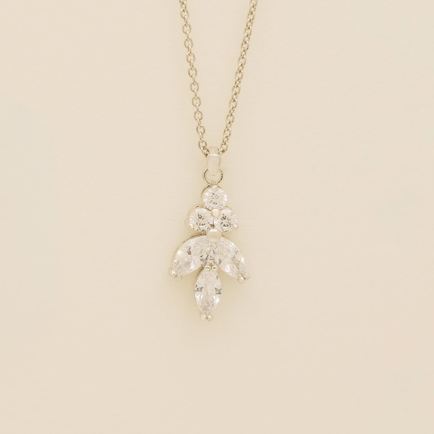 Lily Crystal Bridal Wedding Necklace in Silver photo 4