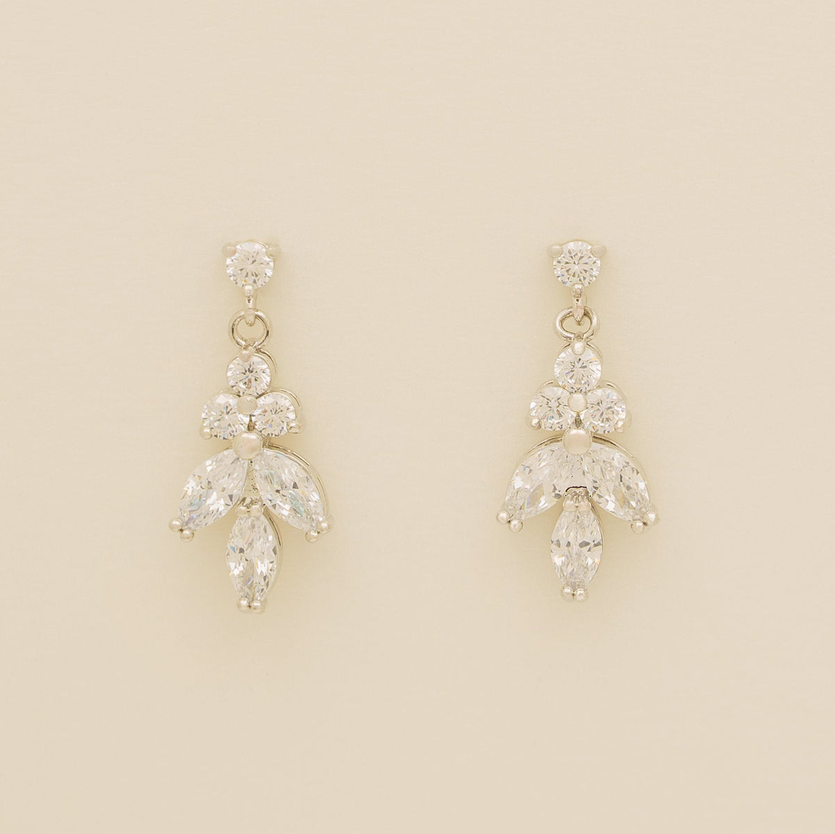 Lily Crystal Bridal Wedding Earrings in Silver photo 2