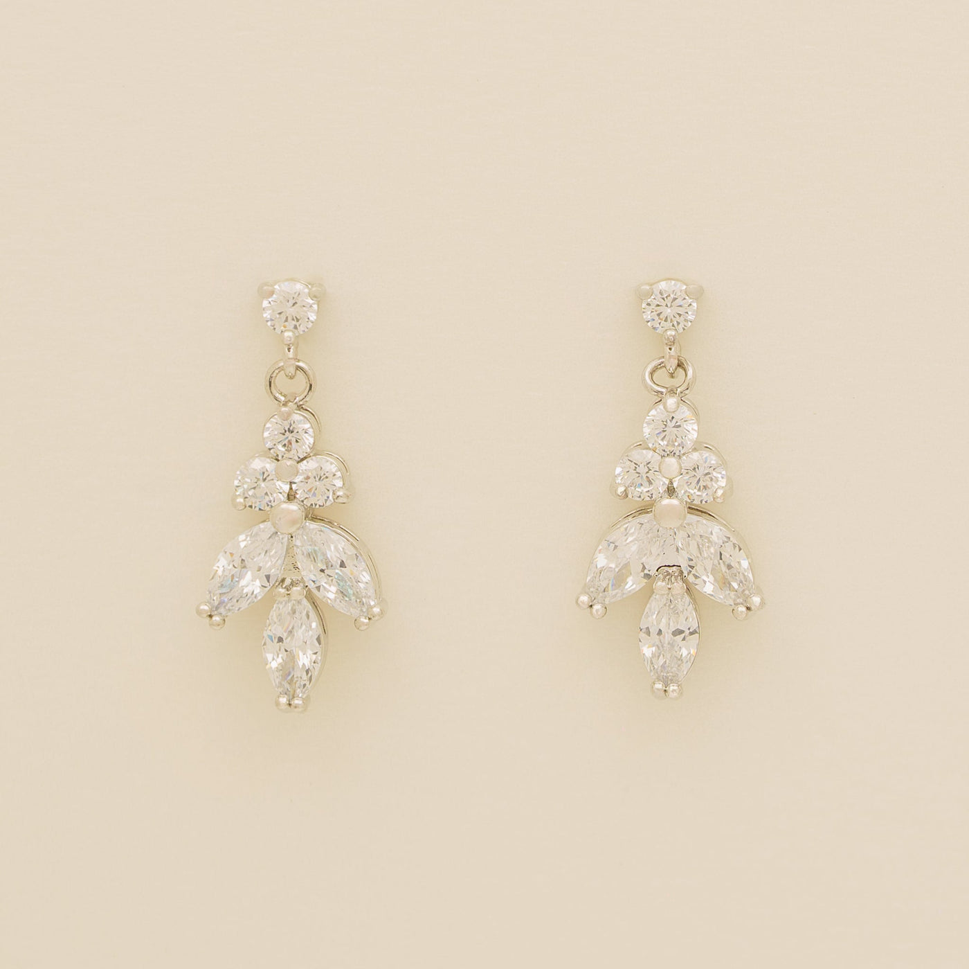 Lily Crystal Bridal Wedding Earrings in Silver photo 2