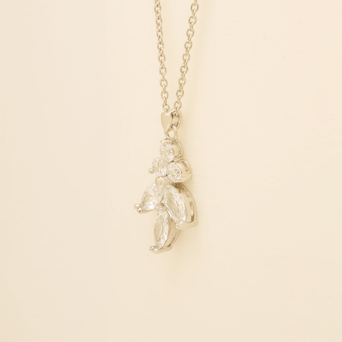 Lily Crystal Bridal Wedding Necklace in Silver photo 6