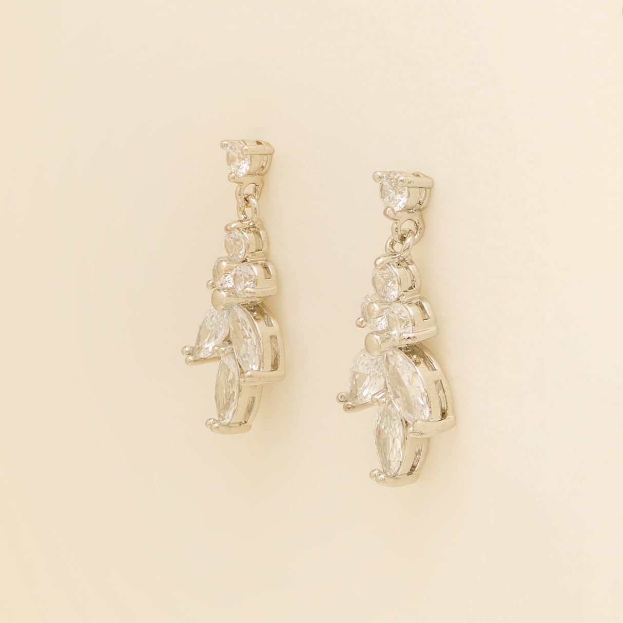 Lily Crystal Bridal Wedding Earrings in Silver photo 3