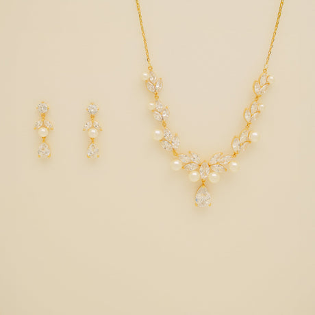 Lucia Pearl and Crystal Bridal Jewellery Set / Gold