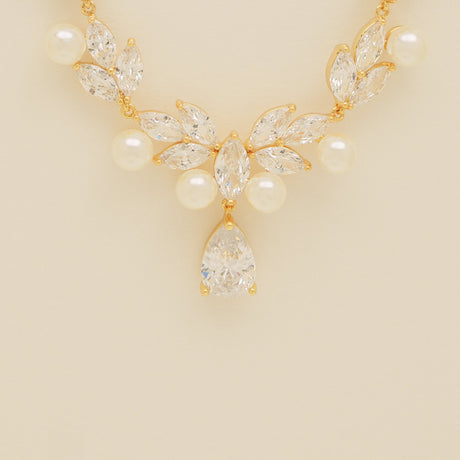 Lucia Pearl and Crystal Bridal Jewellery Set / Gold