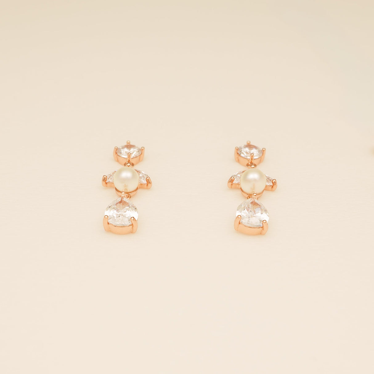 Lucia Pearl and Crystal Bridal Jewellery Set / Rose Gold