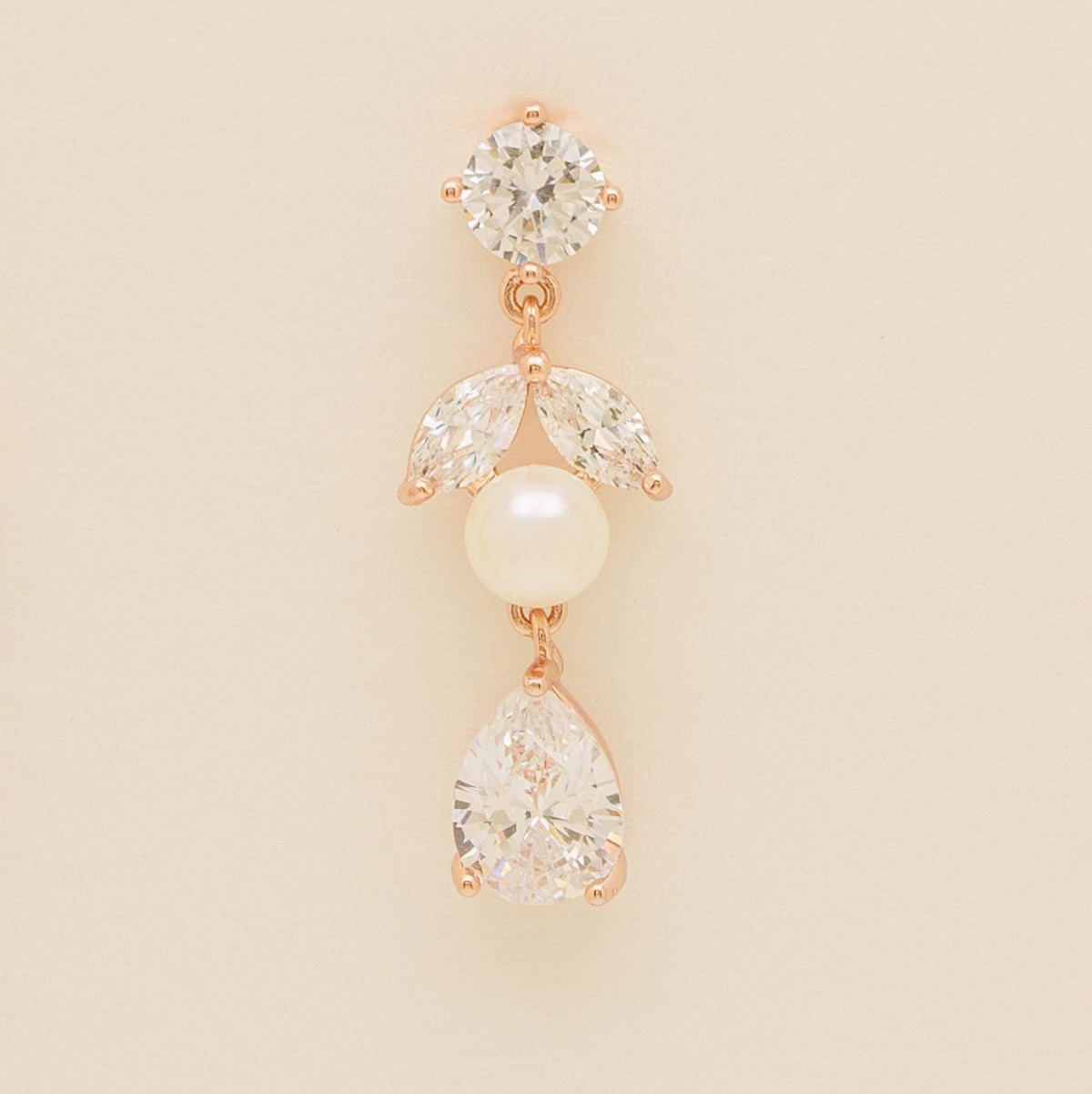 Lucia Pearl and Crystal Earrings / Rose Gold