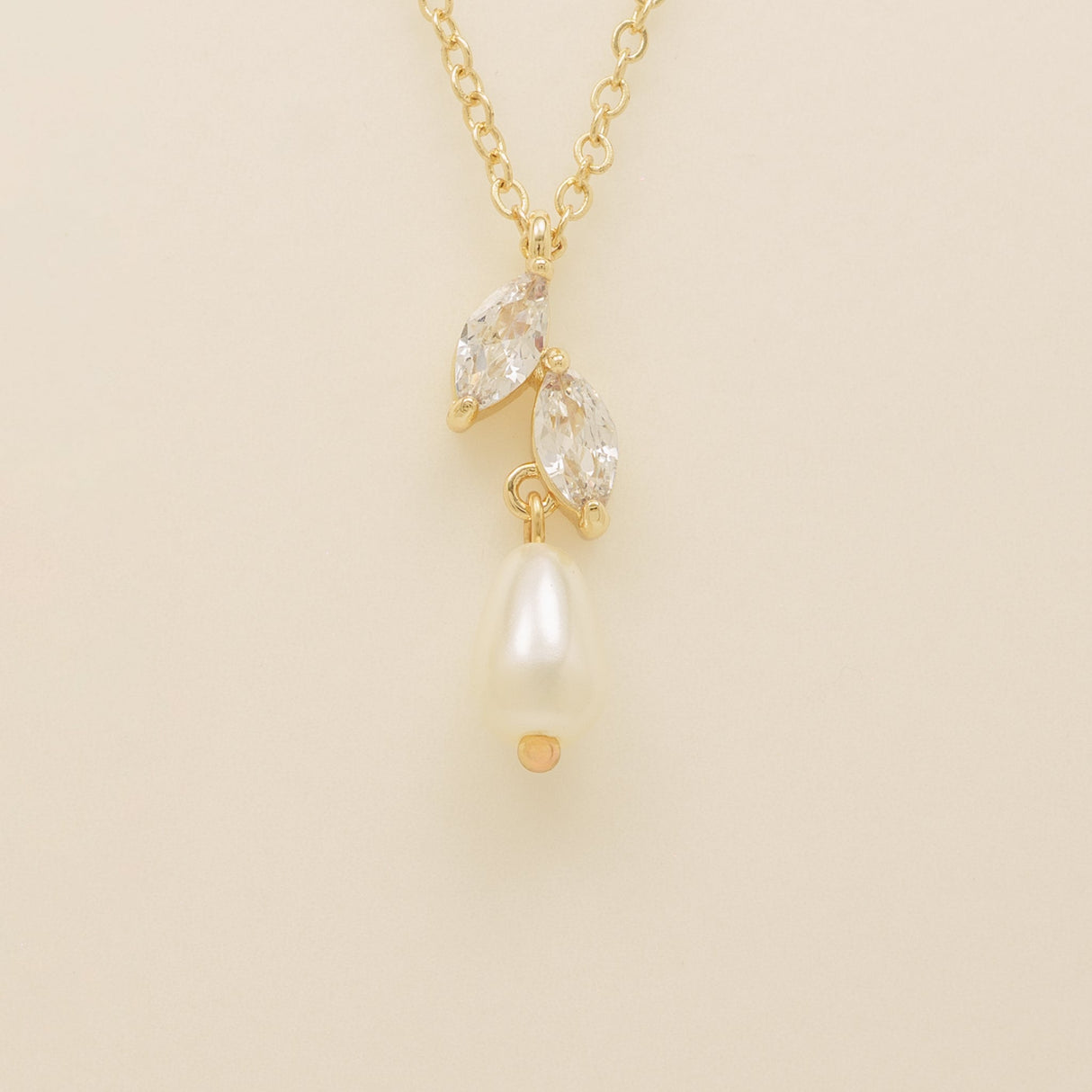 Olivia Pearl and Crystal Wedding Jewellery Set / Gold