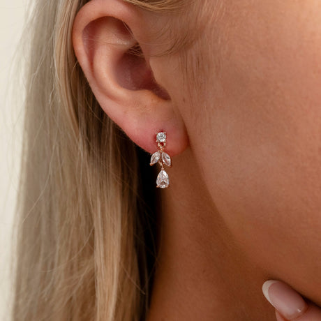 Belle Crystal Wedding Earrings / Rose Gold