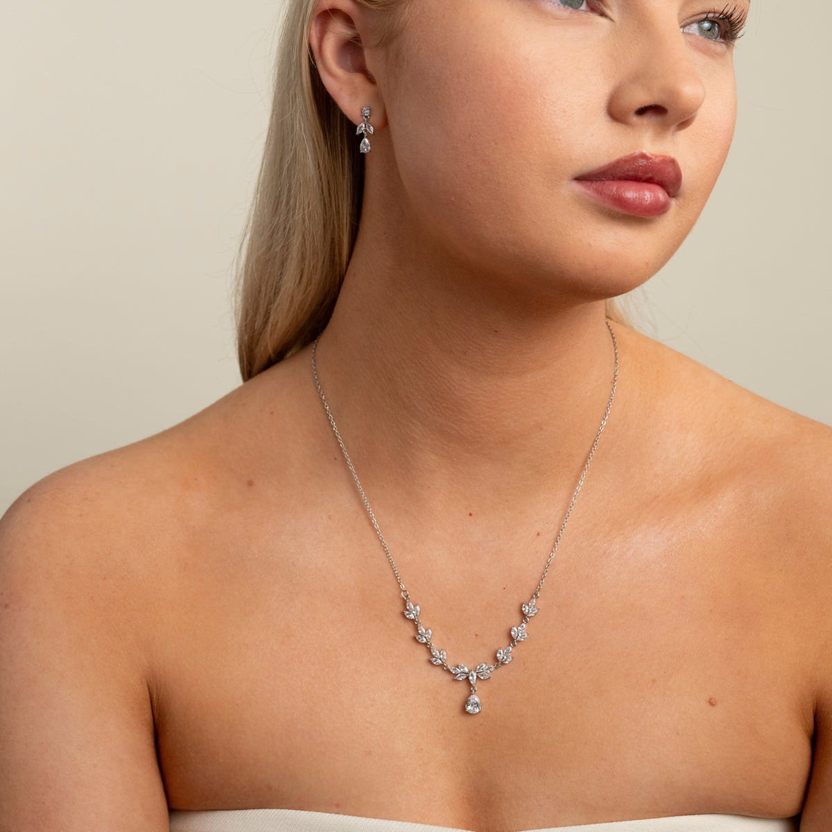Belle Crystal Wedding Jewellery Set / Silver